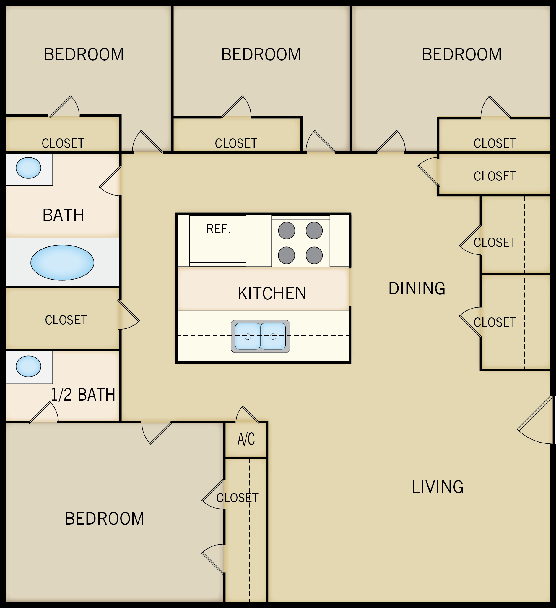 4 Bedroom Floor Plan – 1216 sq ft